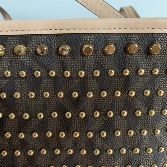 NWT! MICHAEL KORS MK STUDDED JET SET TRAVEL TOTE BAG WITH DUST BAG - Picture 9 of 13